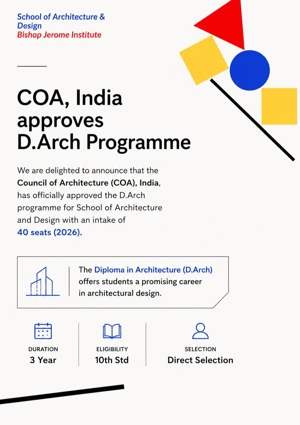New Horizons: Bishop Jerome Institute Announces COA-Approved D.Arch Programme